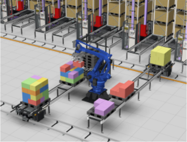 물류 자동화 시스템.   Palletizing Robot,Agv 및 AS/RS