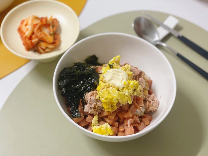 간단한 집밥 레시피 스팸참치마요 덮밥