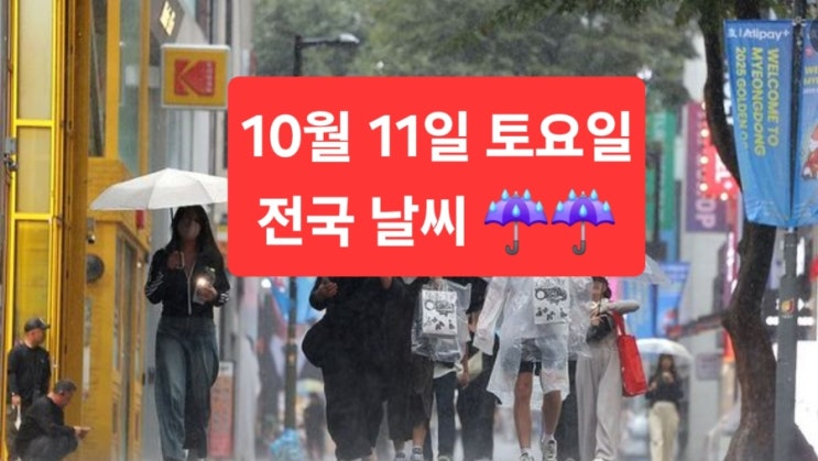  [10월11일 토요일 날씨] 오늘 날씨 한 장 요약
