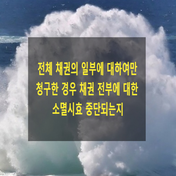  전체 채권의 일부에 대하여만 청구한 경우 채권 전부에 대한 소멸시효 중단되는지
