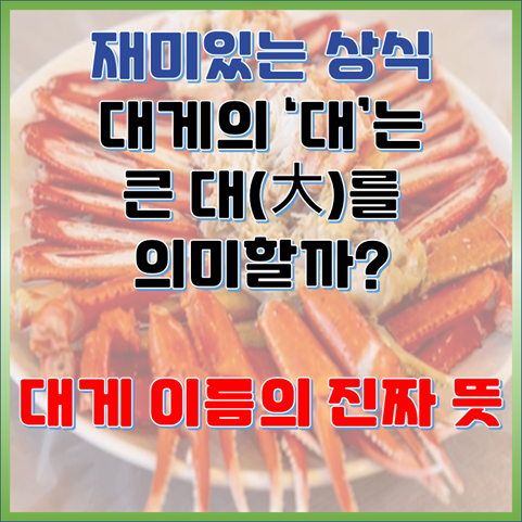 대게의 대는 큰 대를 의미하는 걸까? 대게 이름의 진짜 뜻