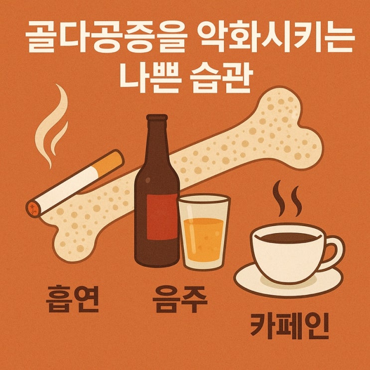  골다공증을 악화시키는 나쁜 습관  흡연, 음주, 카페인 완벽 분석! 뼈를 지키는 생활 가이드