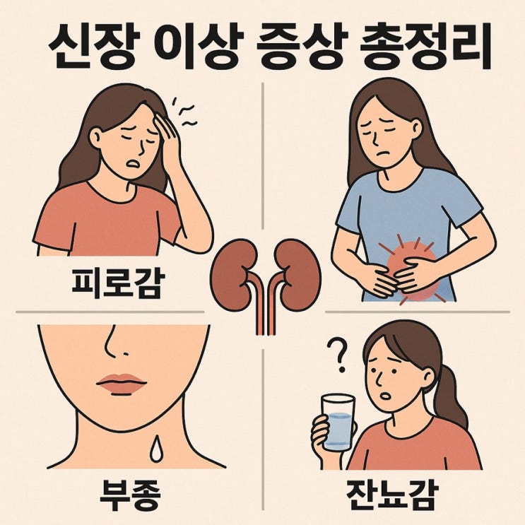  신장 이상 증상 총정리  피로·부종·소변색 변화로 알아보는 내 신장의 SOS 신호!