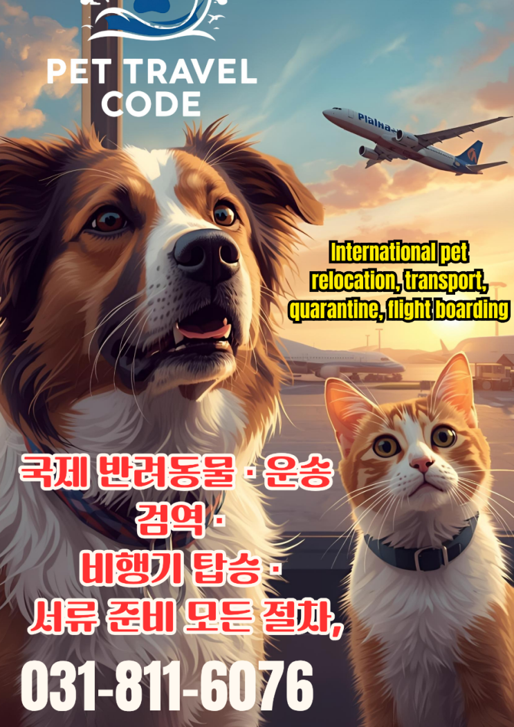  국제 반려동물 강아지 고양이 운송.검역.해외이주 비행기탑승.서류준비.이사.이민