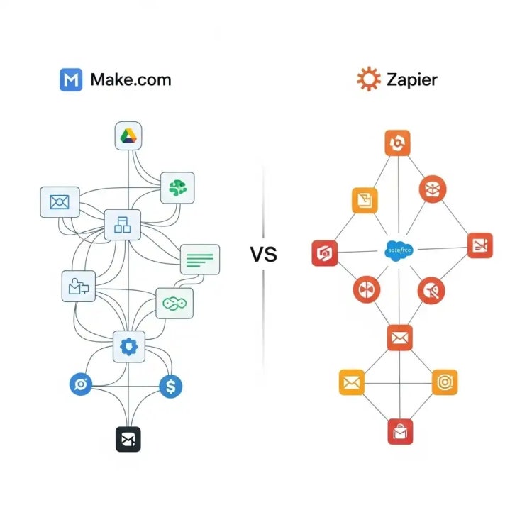  Make vs Zapier, 자동화 툴 5가지 차이와 쉬운 선택법