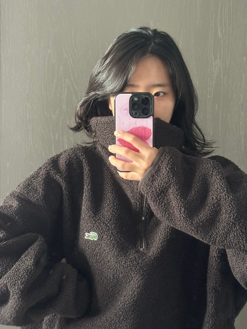 라코스테 신상 남자 반집업 스웨트셔츠 착샷 후기