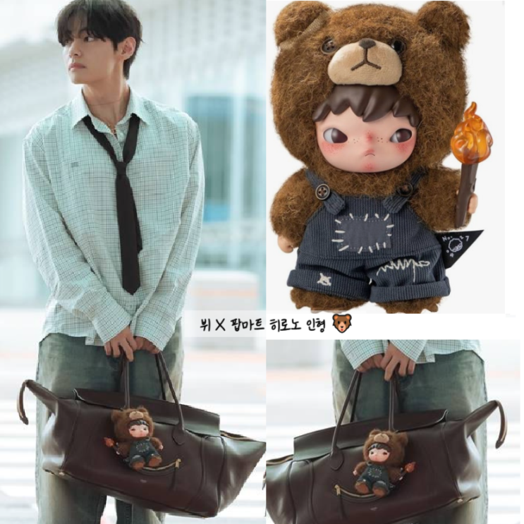 뷔 공항패션+히로노 인형 품절 셀린느 가방에 키링 센스