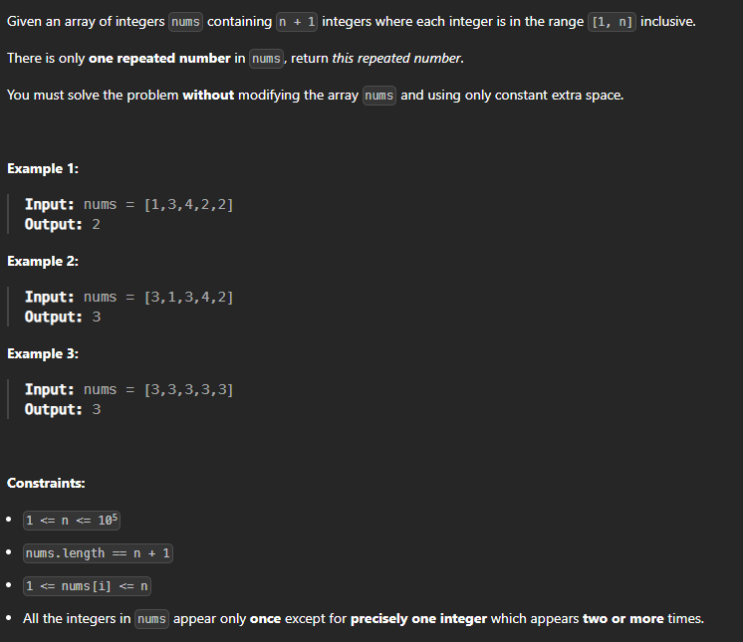  JAVA_LeetCode 287_Find the Duplicate Number