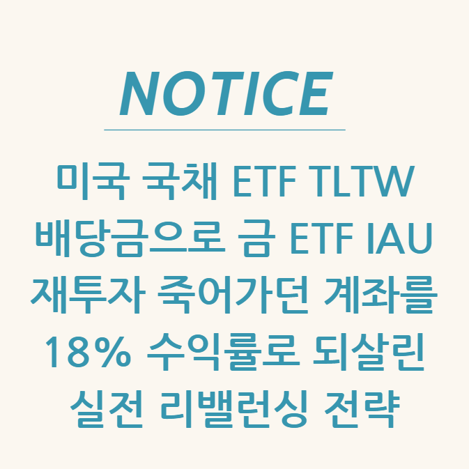  미국 국채 ETF TLTW 배당금으로 금 ETF IAU 재투자 죽어가던 계좌를 18% 수익률로 되살린 실전 리밸런싱 전략