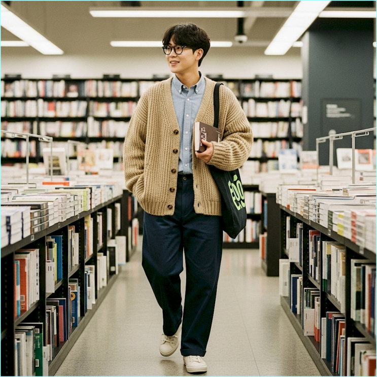  오트밀 가디건에 절대 실패 안 하는 '이 컬러' 셔츠 조합의 비밀 (코디 3가지)
