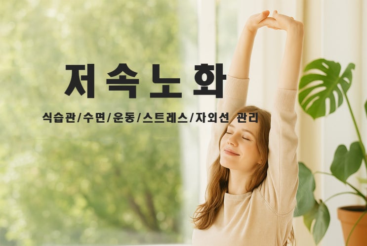  저속노화란? 식습관/수면/운동/스트레스/자외선 관리