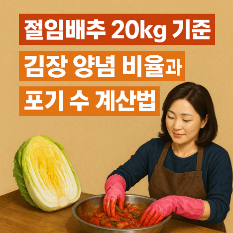  절임배추 20kg 기준 김장 양념 비율과 포기 수 계산법