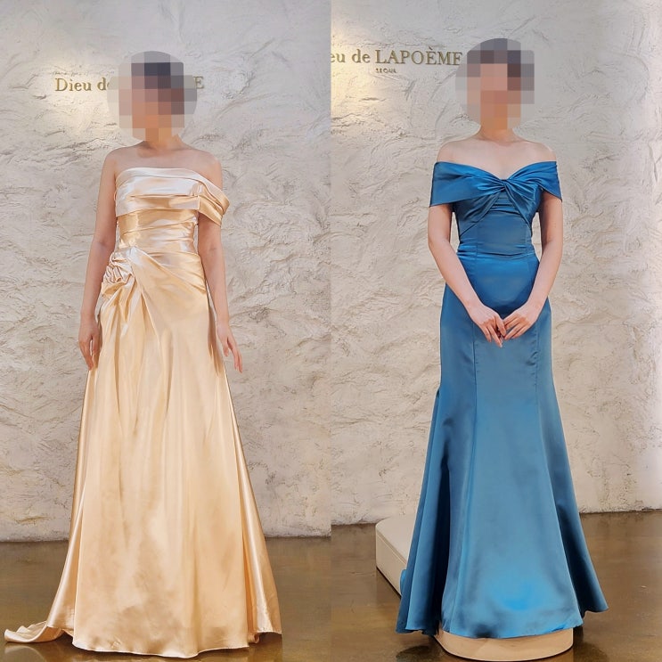  디유드라포엠 키 큰 신부 본식가봉: 유색 2부 드레스, 낮은굽 웨딩슈즈 대여
