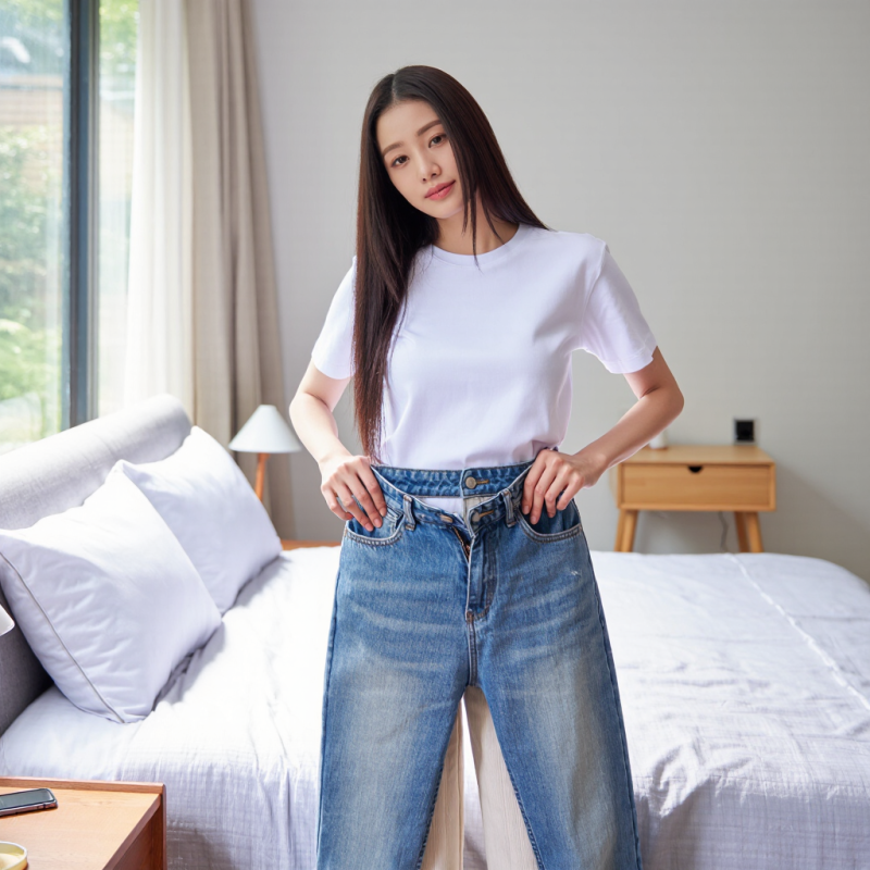 바지 허리 수선 늘리기 줄이기 고무줄 청바지 바느질