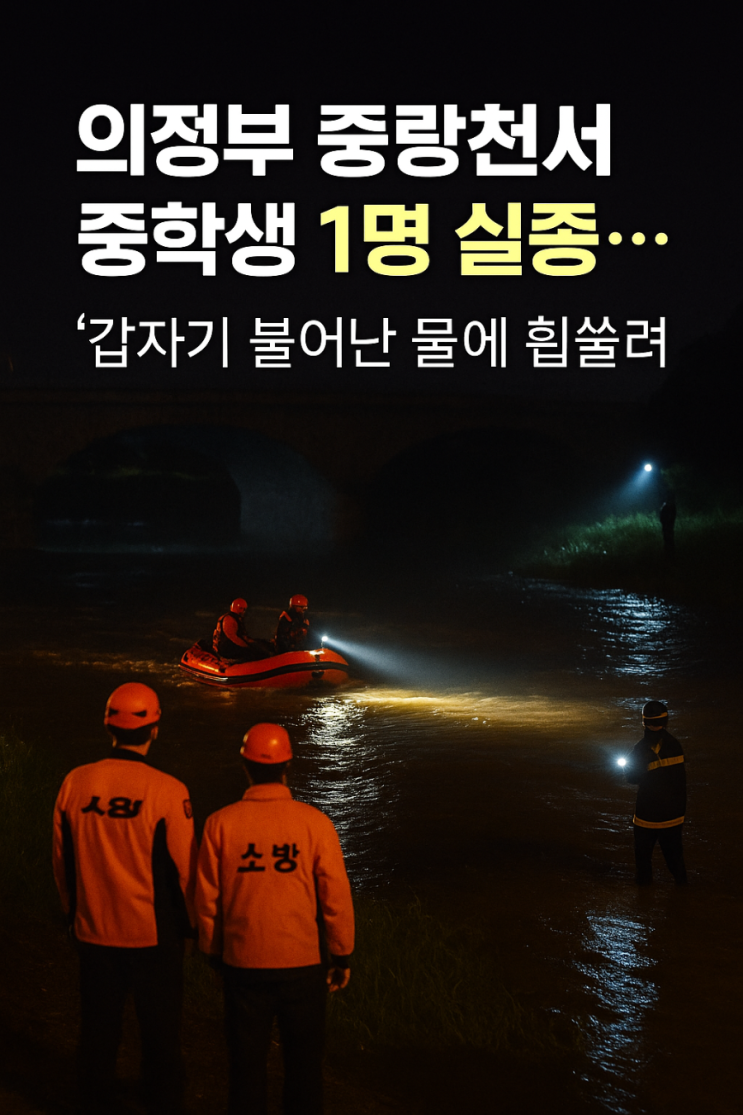 의정부 <b>중랑천</b>서 중학생 1명 <b>실종</b>