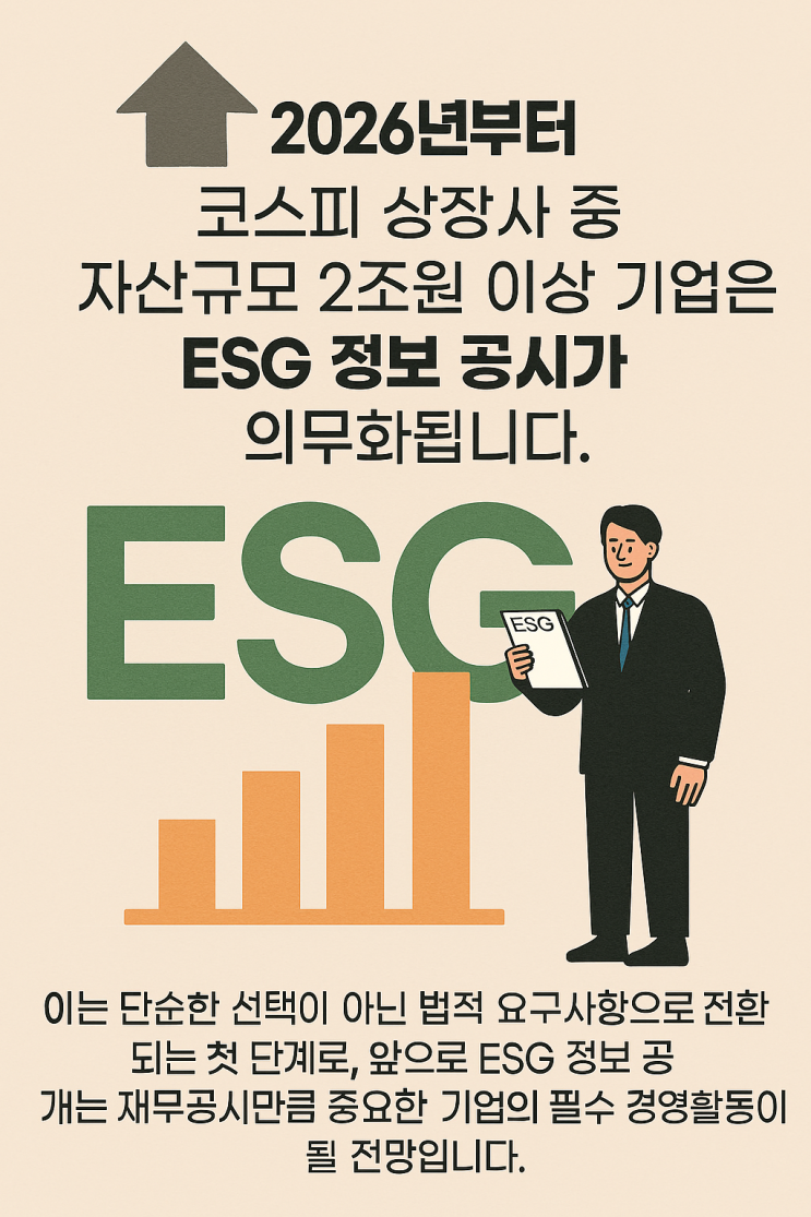 2026년부터 <b>코스피</b> 자산 2조원 이상 기업, <b>ESG</b>정보 <b>공시</b>의무... 