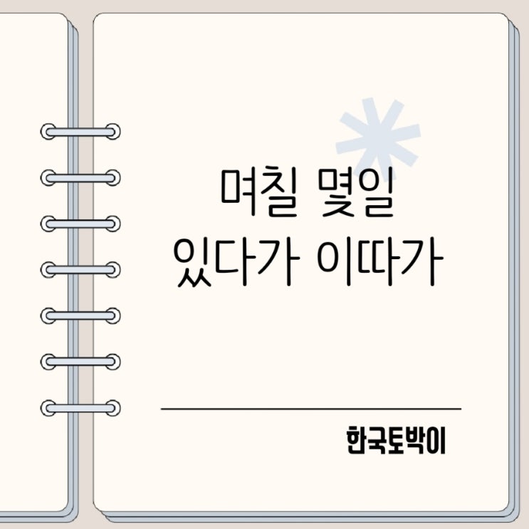  며칠 vs 몇일, 있다가 vs 이따가 헷갈리는 맞춤법