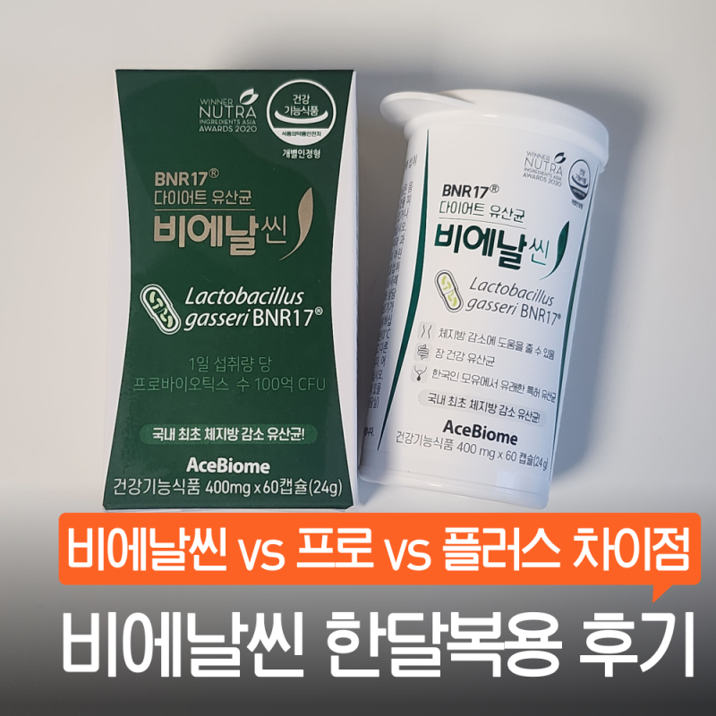 다이어트 유산균 비에날씬 효과 | 프로vs플러스 차이점 & 한달복용후기(내돈내산)