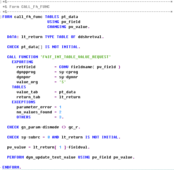  SAP ABAP - Module pool F4 / ALV F4