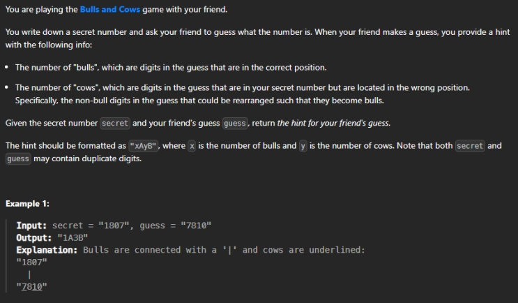  JAVA_LeetCode 299_Bulls and Cows