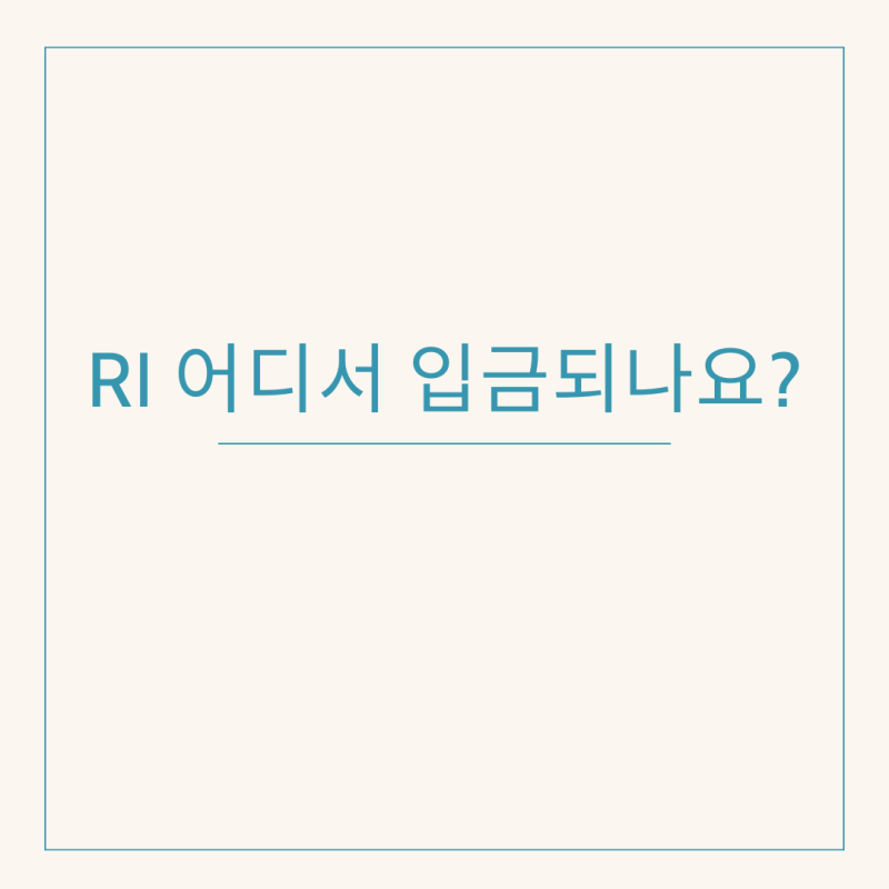 RI 입금 여기서 입금되었습니다!!