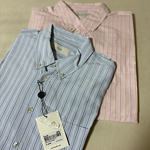 던스트 셔츠 여름 살안타템 UNISEX OVERSIZED BD STRIPED SHIRT SOFT PINK STRIPE SOFT BLUE STRIPE