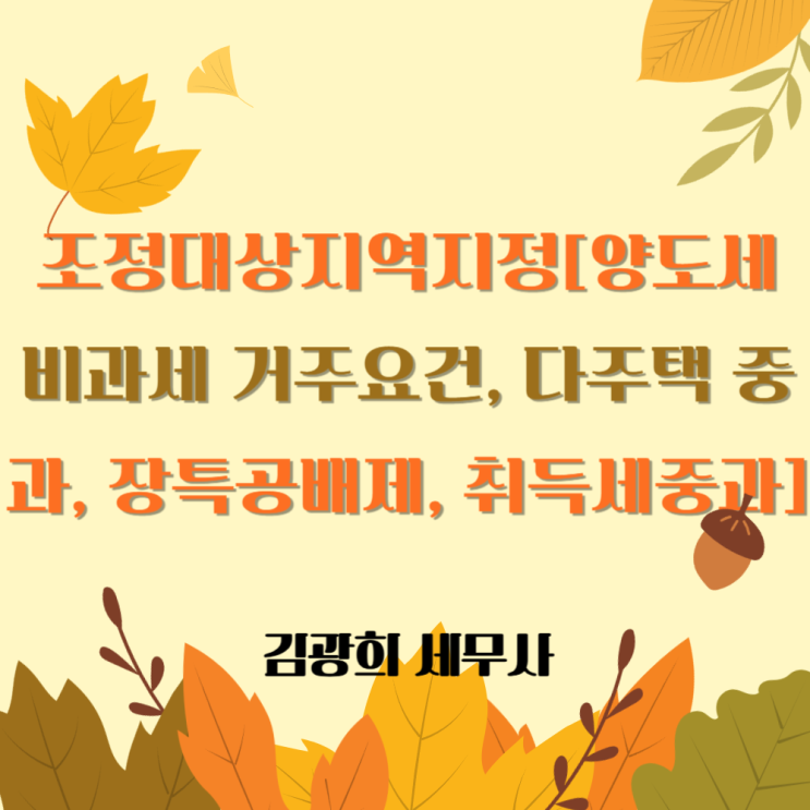  조정대상지역지정 확대[ 양도세 비과세 거주요건, 다주택 중과, 장특공배제, 취득세중과]