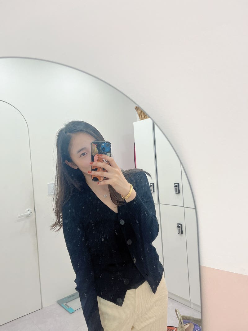 산드로 라인스톤 골지니트가디건 블랙 리뷰(가브리엘 가디건 비교)