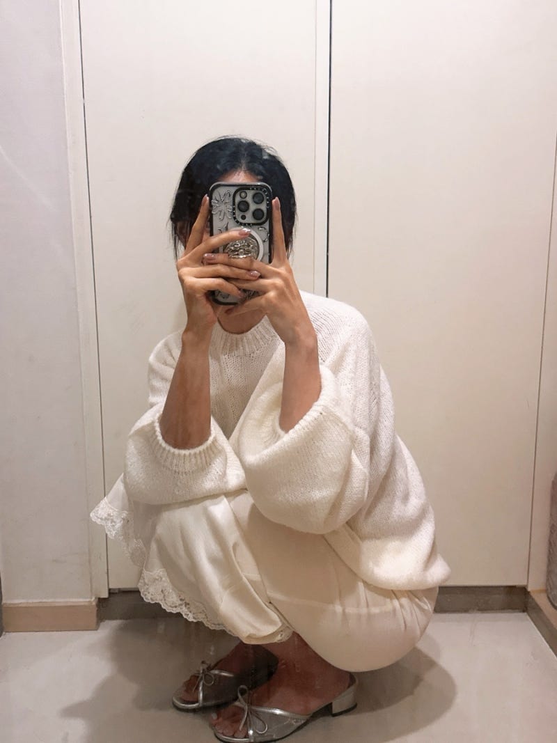 온스 모헤어 벌룬 니트, 모이 레이스 스커트 후기 (OUNCE Balloon mohair knit, Moi lace skirt)