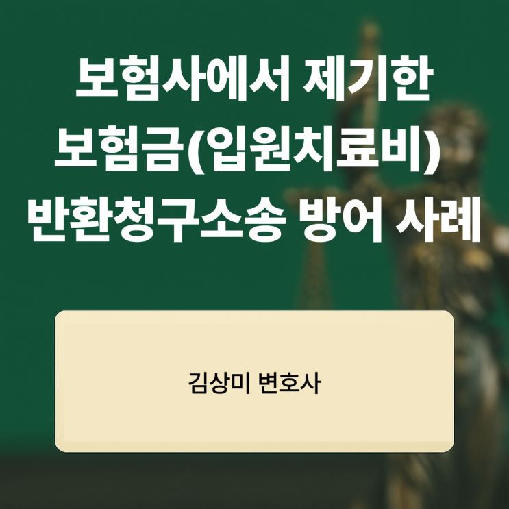  [부산/김해/양산 보험금 소송] 보험사에서 제기한 보험금(입원치료비) 반환청구소송 방어 사례