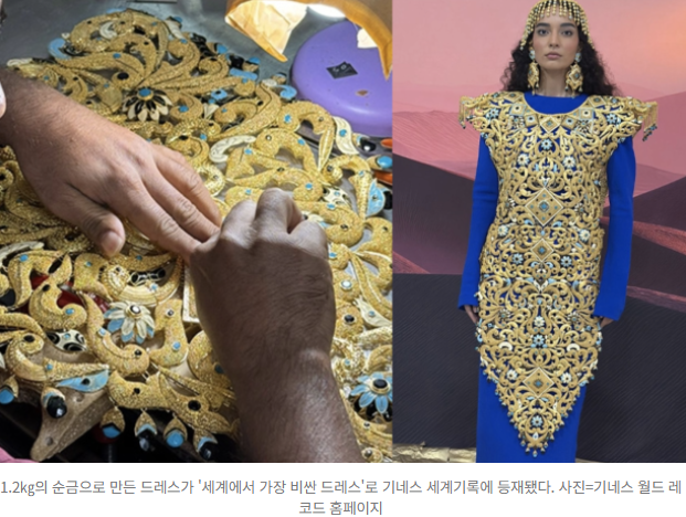  “무게만 10kg”… 세계에서 가장 비싼 ‘15억 황금 드레스’ 탄생순금 1.2kg으로 제작된 ‘움직이는 예술작품’, 기네스북 등재