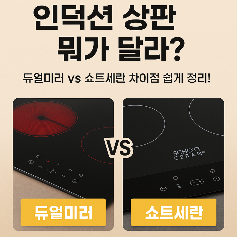 인덕션 상판 뭐가 달라? 듀얼미러 VS 쇼트세란 차이점 쉽게 정리!
