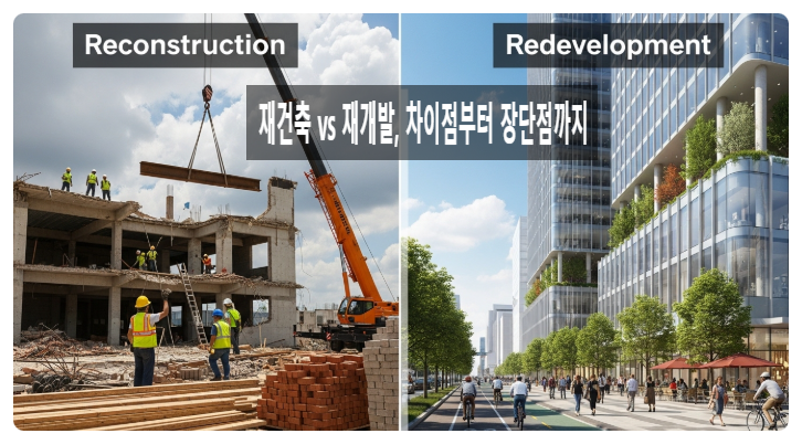  “재건축 vs 재개발, 차이점부터 장단점까지 한 번에 정리 (리모델링 비교 포함)”
