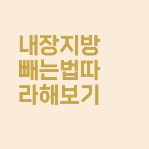  죽어도 안 빠지는 내장지방 빼는 법 따라 해보세요