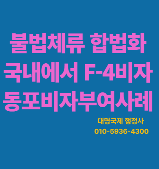 불법체류 합법화 사례 F4거소증 재외동포비자 부여