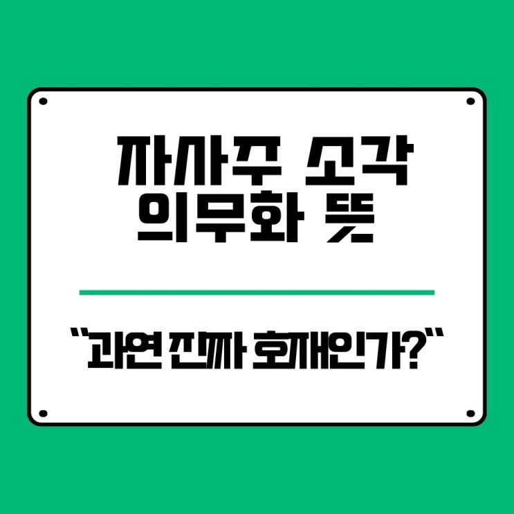  자사주 소각 뜻? 의무화가 투자자에게 미칠 핵심 영향