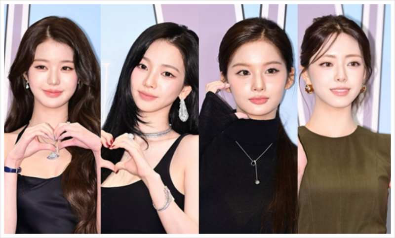 장카설유 4세대 미모 레전드 핑크빛 포토월 장원영 카리나 설윤 유나 뜻