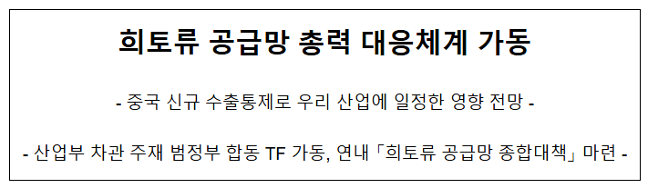  희토류 공급망 총력 대응체계 가동