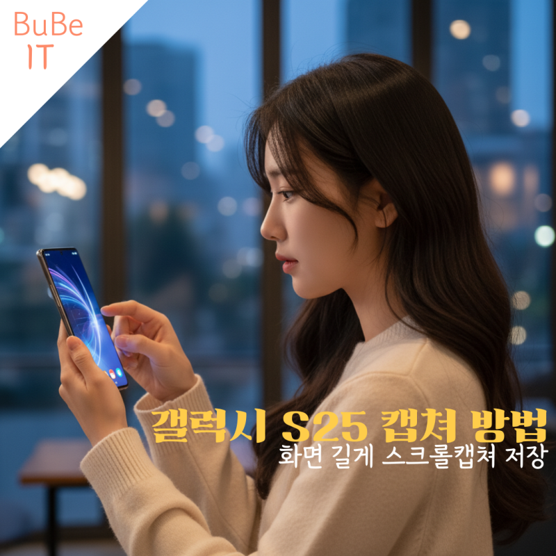 갤럭시 S25 캡쳐 방법 화면 길게 스크롤캡쳐 저장 버튼
