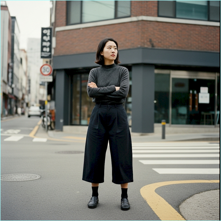  하체비만 코디, 와이드 팬츠 입고 더 뚱뚱해 보였던 진짜 이유