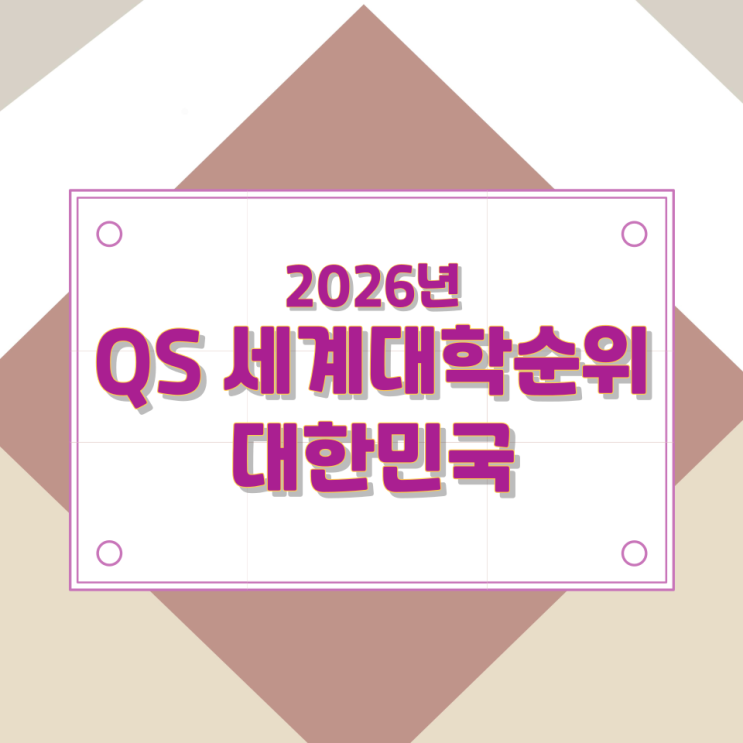 2026년 QS 세계대학순위 - 대한민국