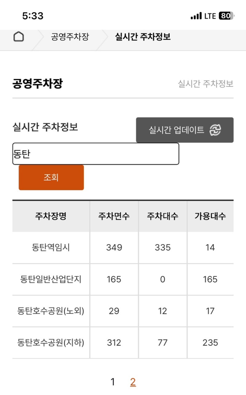 동탄역 임시공영주차장 금요일 퇴근시간 주차정보 (2025년 10월)