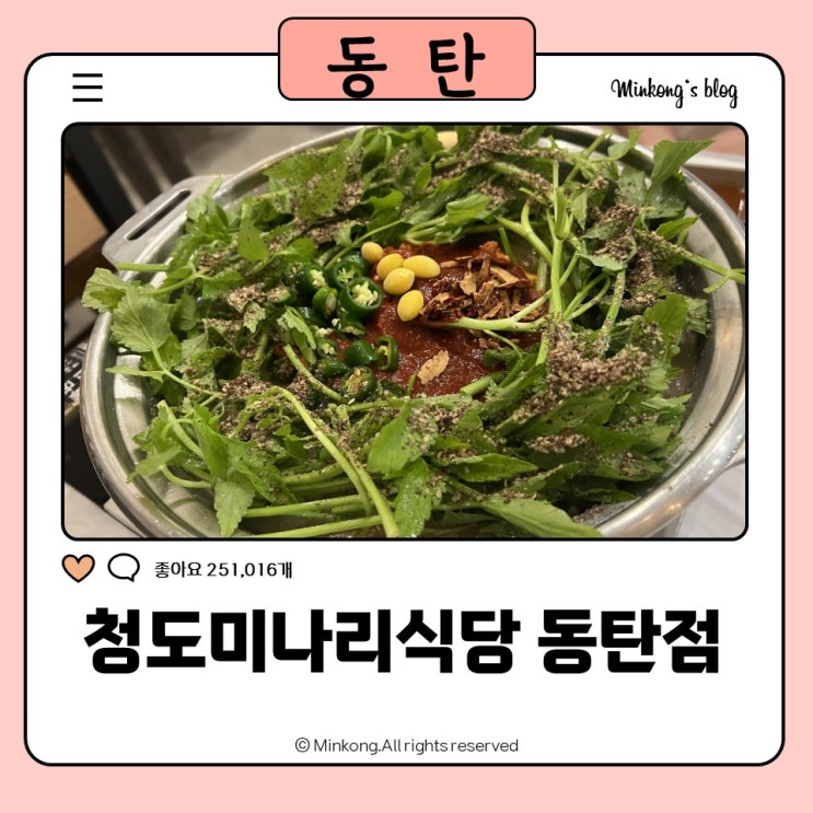  동탄 오리고기 맛집 : 청도미나리식당 동탄점 - 미나리 샤브샤브