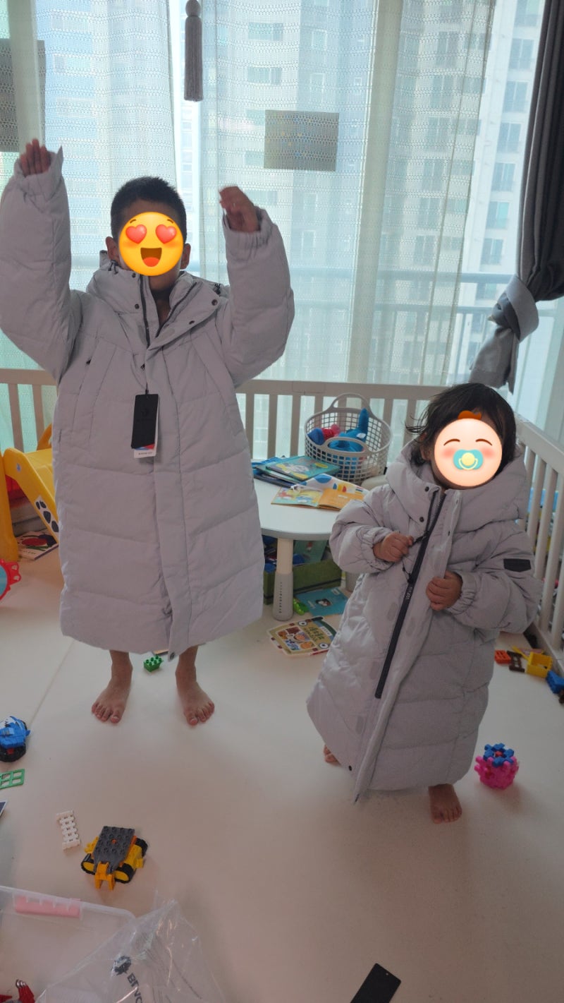 블랙야크키즈 롱 구스다운 라이트그레이 7세 2세 구매 후기