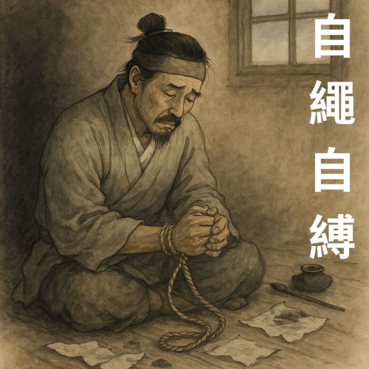  ️ 자승자박(自繩自縛) — 스스로 밧줄을 만들어 자기를 묶다
