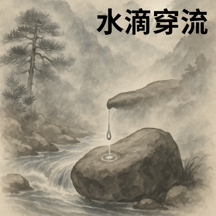   수적천류(水滴穿流) — 작은 물방울도 바위를 뚫는다