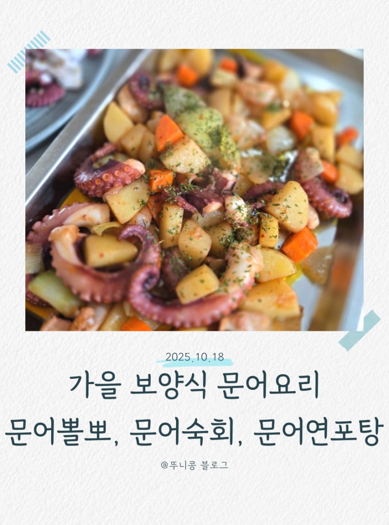 가을 보양식 문어요리 문어뽈뽀 문어숙회 문어연포탕 만드는 법