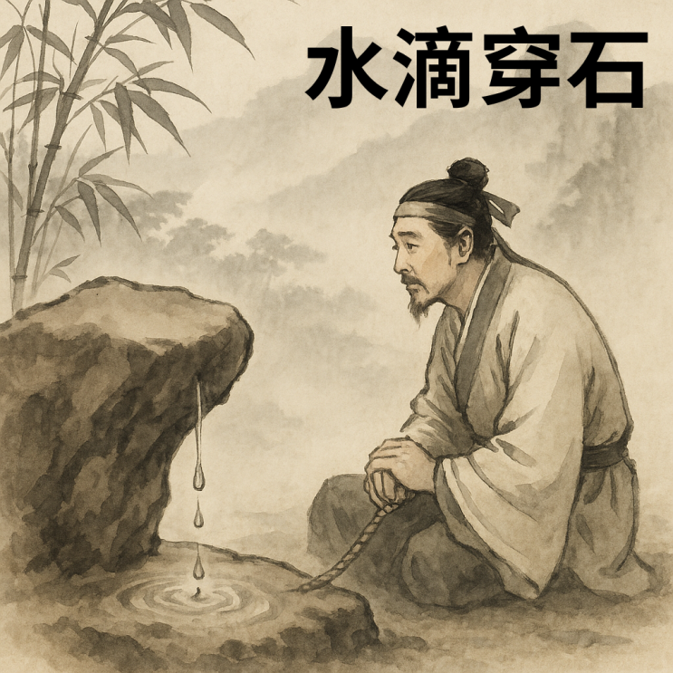   수적천석(水滴穿石) — 물방울이 바위를 뚫는다