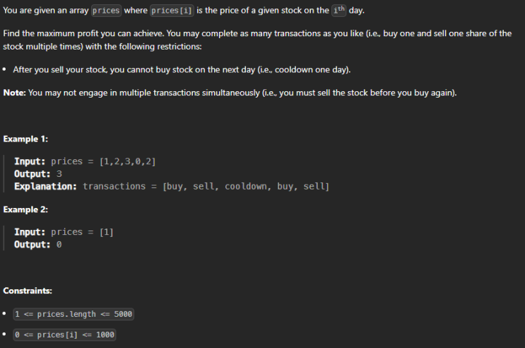  JAVA_LeetCode 309_Best Time to Buy and Sell Stock with Cooldown