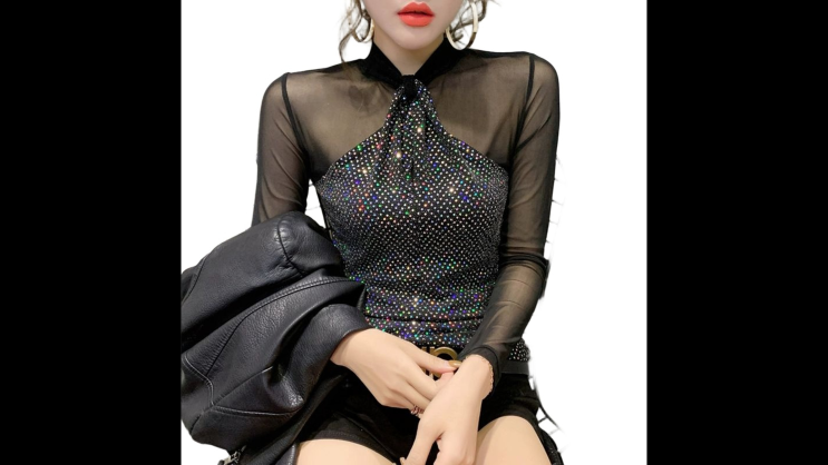 망사 스팽글 댄스복 화려함과 편안함을 모두 잡은 봄가을 데일리룩 티셔츠